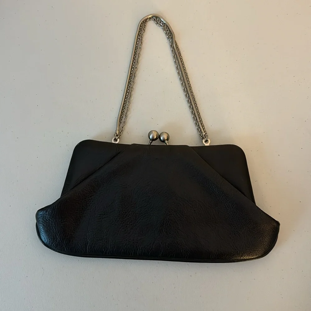 HOBO Kisslock Triple Chain Leather Bag in Black - Picture 2 of 6